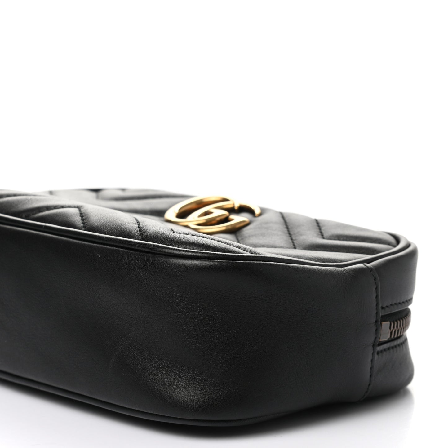 Calfskin Matelasse Mini GG Marmont Wrist Wallet Hibiscus Black