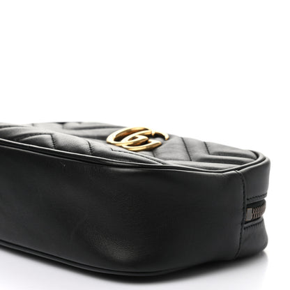 Gucci Calfskin Matelasse Mini GG Marmont Wrist Wallet Hibiscus Black 9 of 10