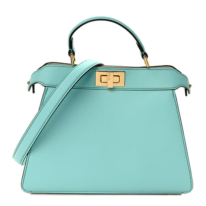 Fendi Vitello Seta Shiny Nappa Small Peekaboo I SEE U Satchel Real Tiffany White 1 of 9