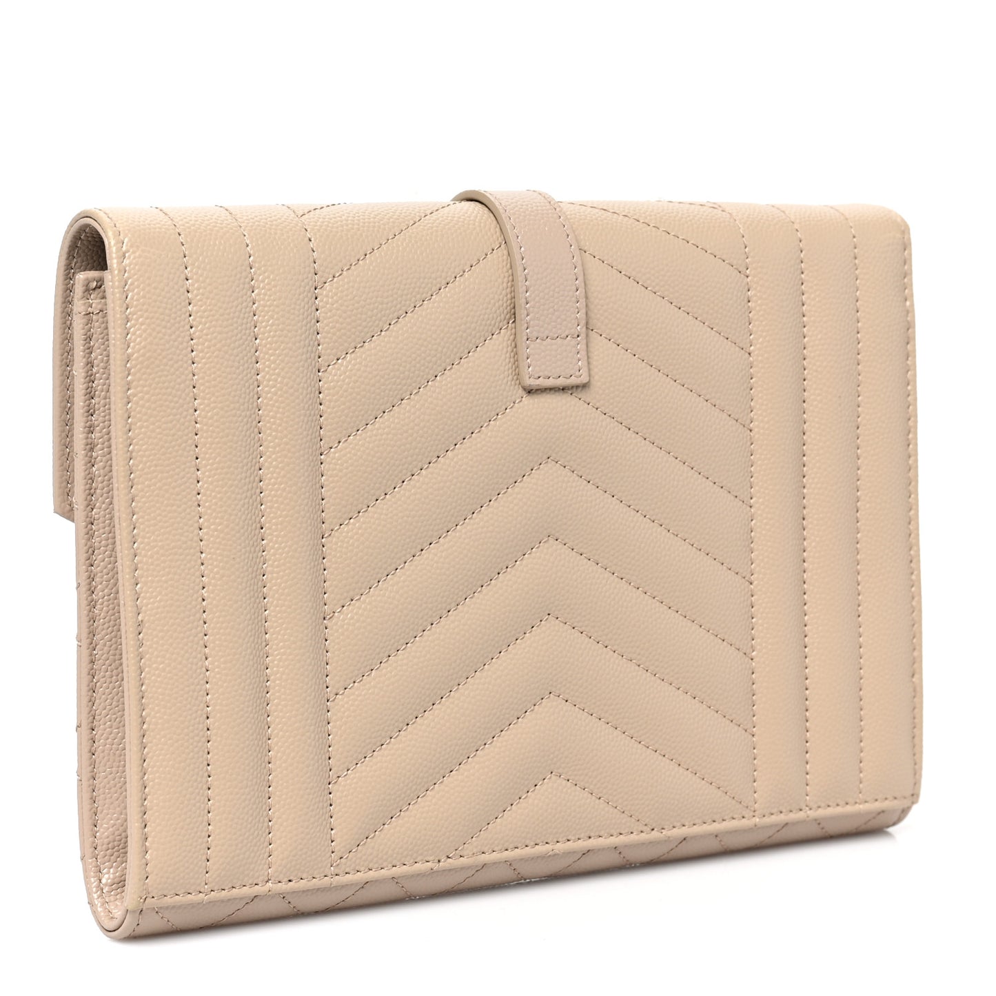 Grain De Poudre Textured Mixed Matelasse Triquilt Monogram Clutch Dark Beige