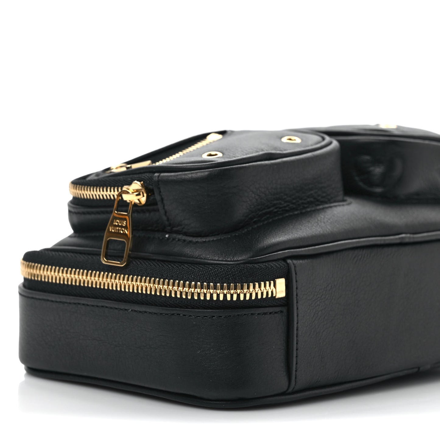 Calfskin Monogram Embossed Utility Crossbody Black