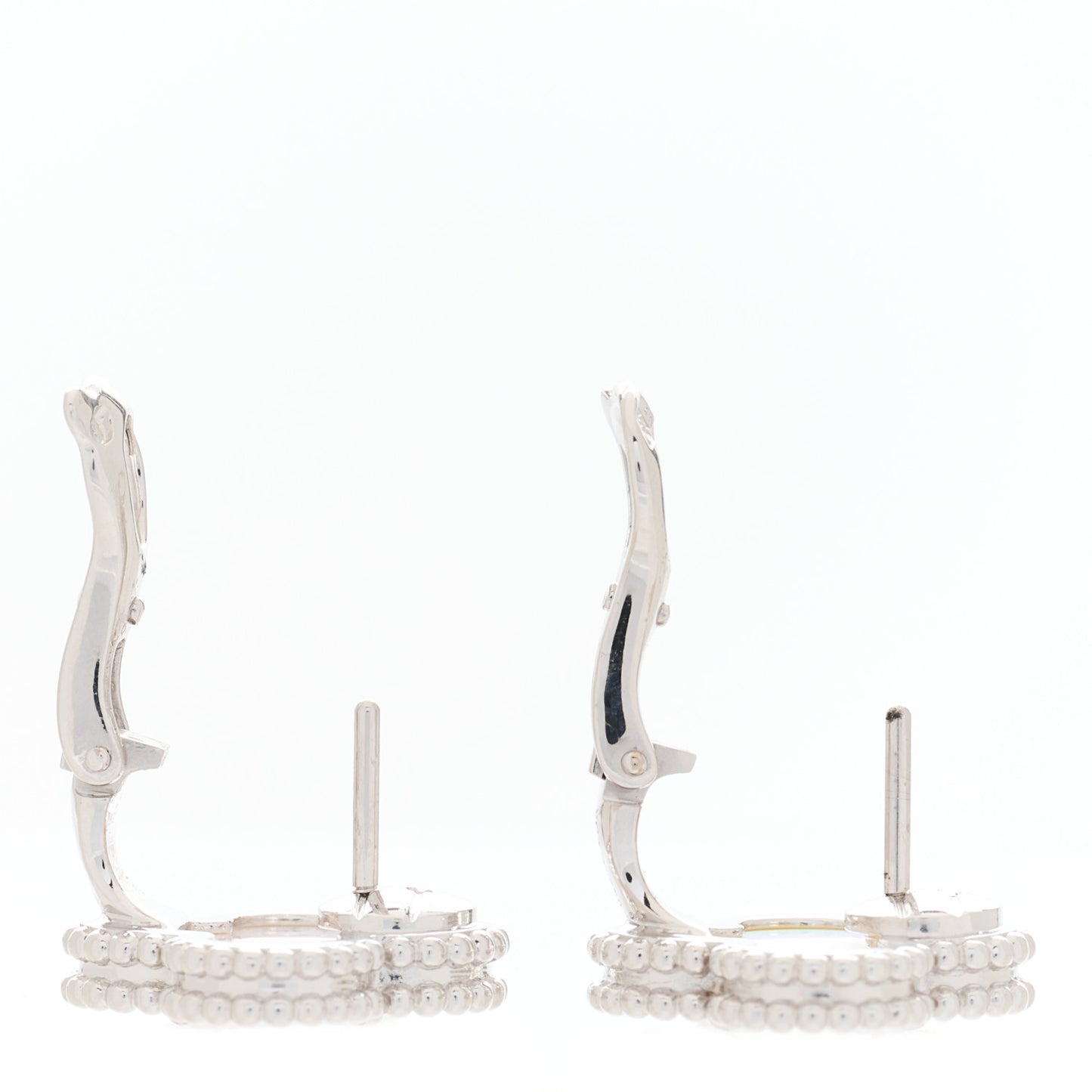18K White Gold Mother of Pearl Vintage Alhambra Earrings