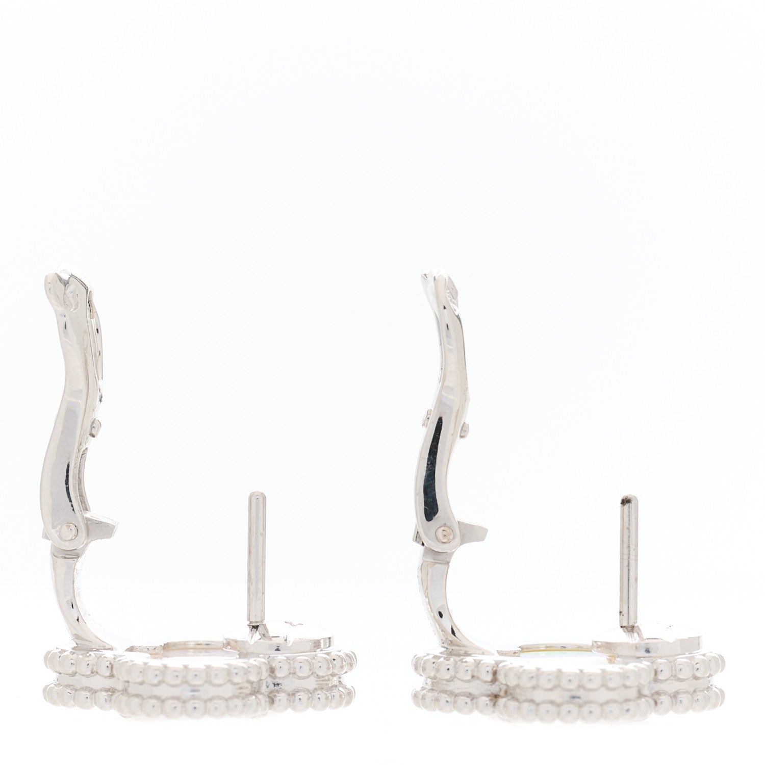 Van Cleef & Arpels 18K White Gold Mother of Pearl Vintage Alhambra Earrings 2 of 3