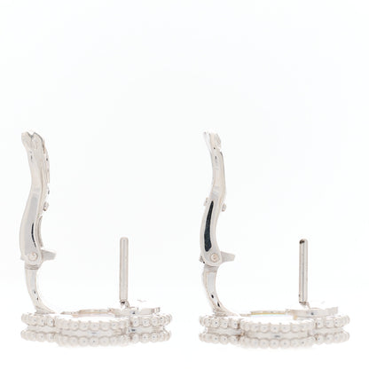 Van Cleef & Arpels 18K White Gold Mother of Pearl Vintage Alhambra Earrings 2 of 3