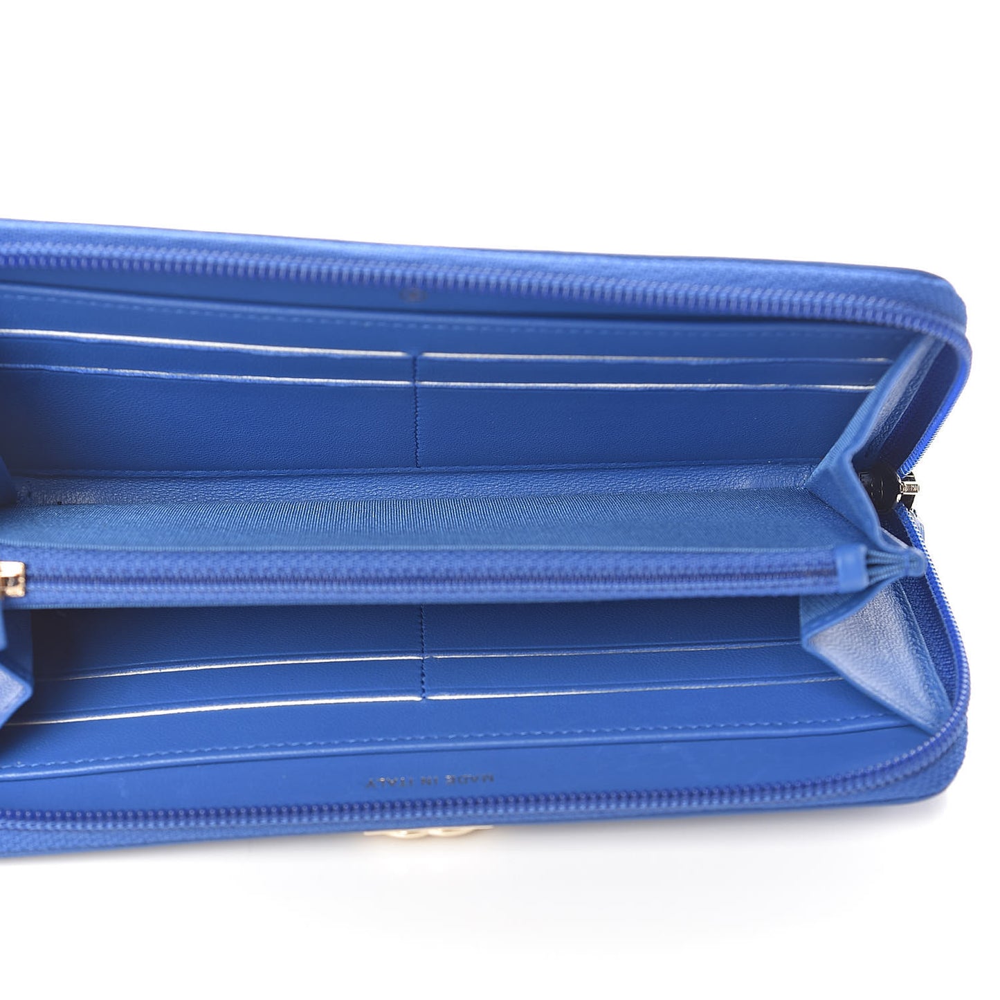 Lambskin Quilted Boy Zip Around Wallet Blue