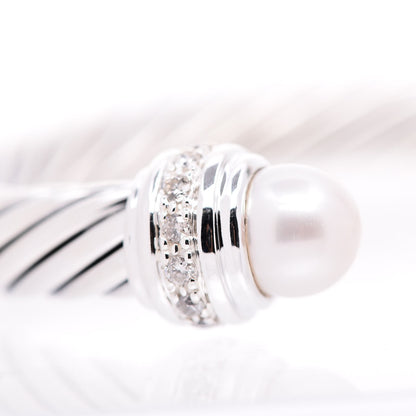 David Yurman Sterling Silver Diamond Pearl 7mm Cable Classics Bracelet 2 of 6