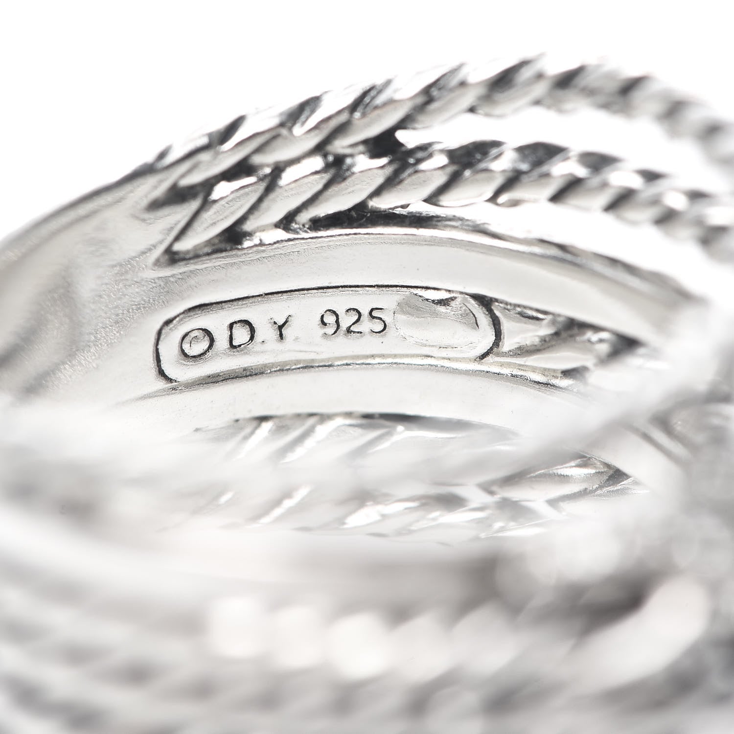 David Yurman Sterling Silver Diamond Double X Crossover Ring 54 7 4 of 5