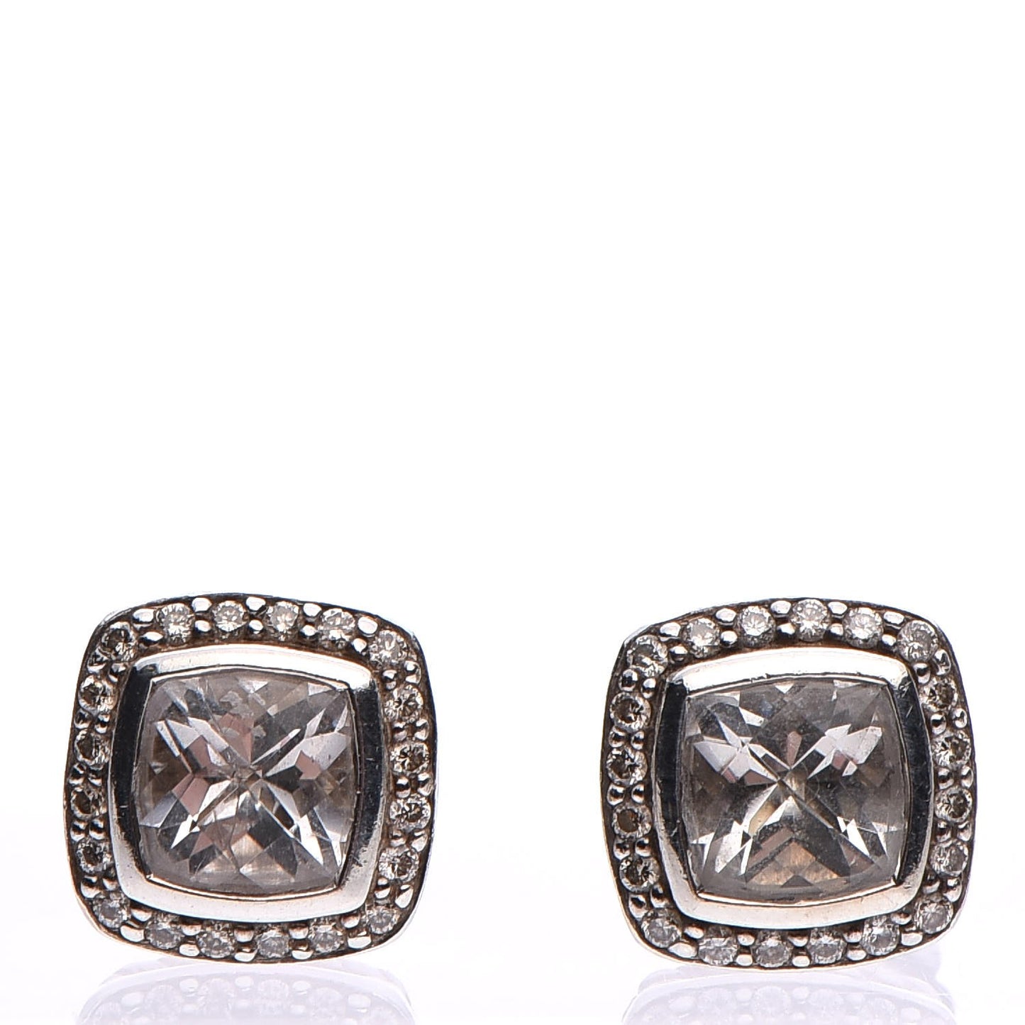 Sterling Silver Diamond White Topaz 7mm Petite Albion Earrings