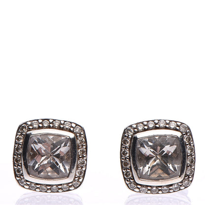 David Yurman Sterling Silver Diamond White Topaz 7mm Petite Albion Earrings 1 of 5