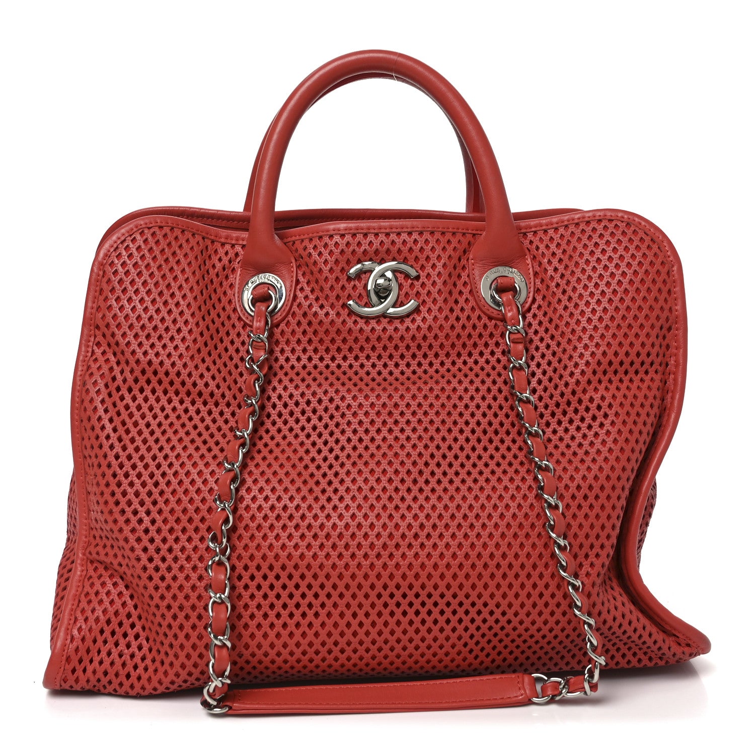 Chanel Calfskin Perforated Up In The Air Tote Red 1 of 12