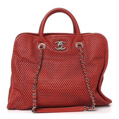 Chanel Calfskin Perforated Up In The Air Tote Red 1 of 12
