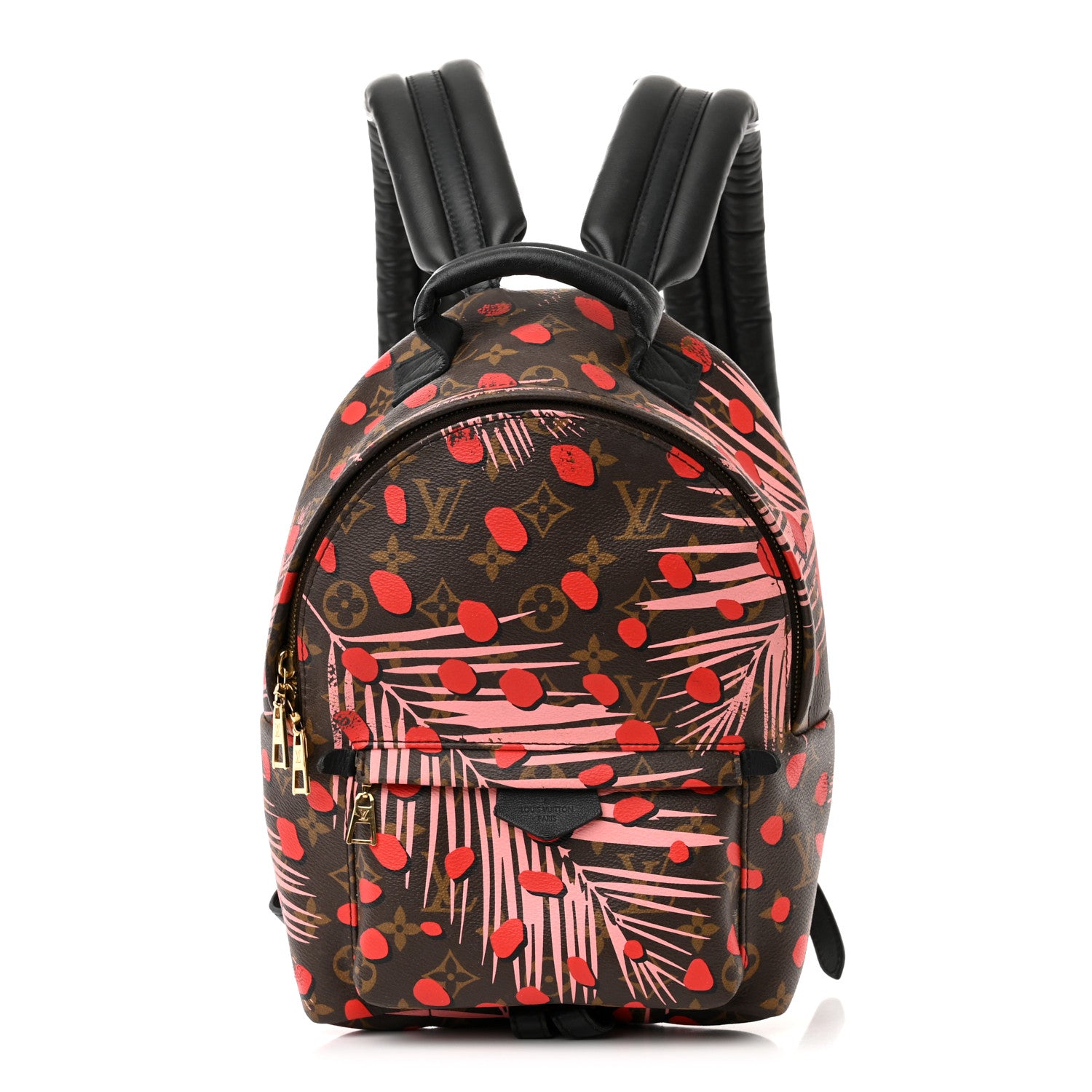 LOUIS VUITTON Monogram Jungle Dots Palm Springs Backpack PM in the colors Sugar Pink and Poppy by FASHIONPHILE
