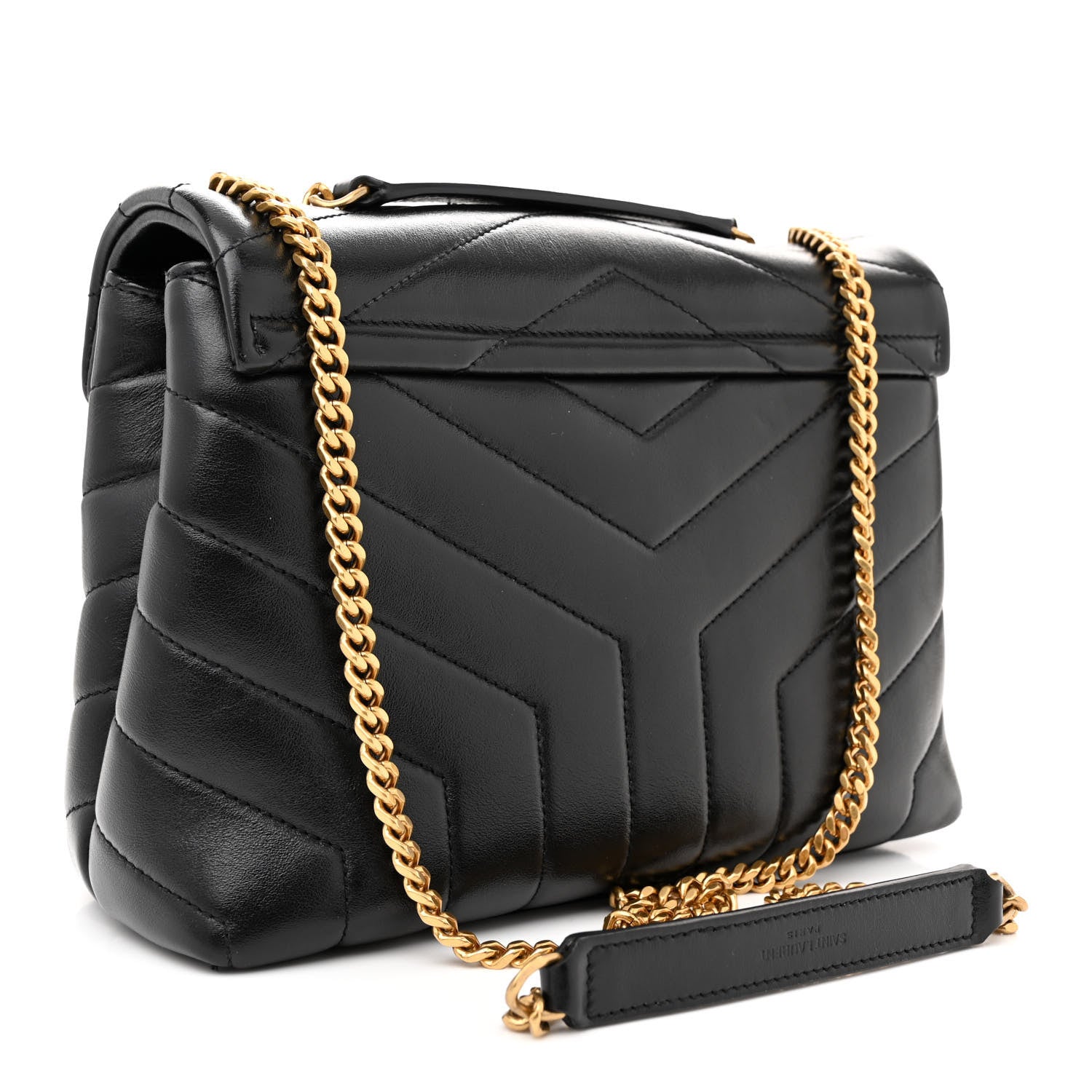 Saint Laurent Calfskin Y Quilted Monogram Small Loulou Chain Satchel Black 3 of 10