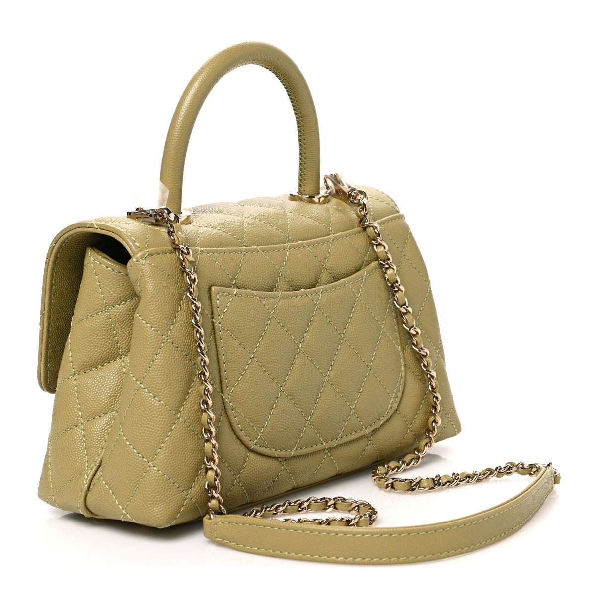 Chanel Caviar Quilted Mini Coco Handle Flap Light Green 3 of 10