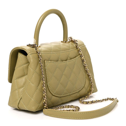 Chanel Caviar Quilted Mini Coco Handle Flap Light Green 3 of 10