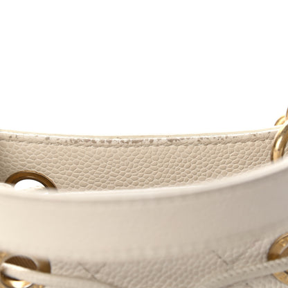 Chanel Grained Calfskin Stitched Small Drawstring Bag White 9 of 9
