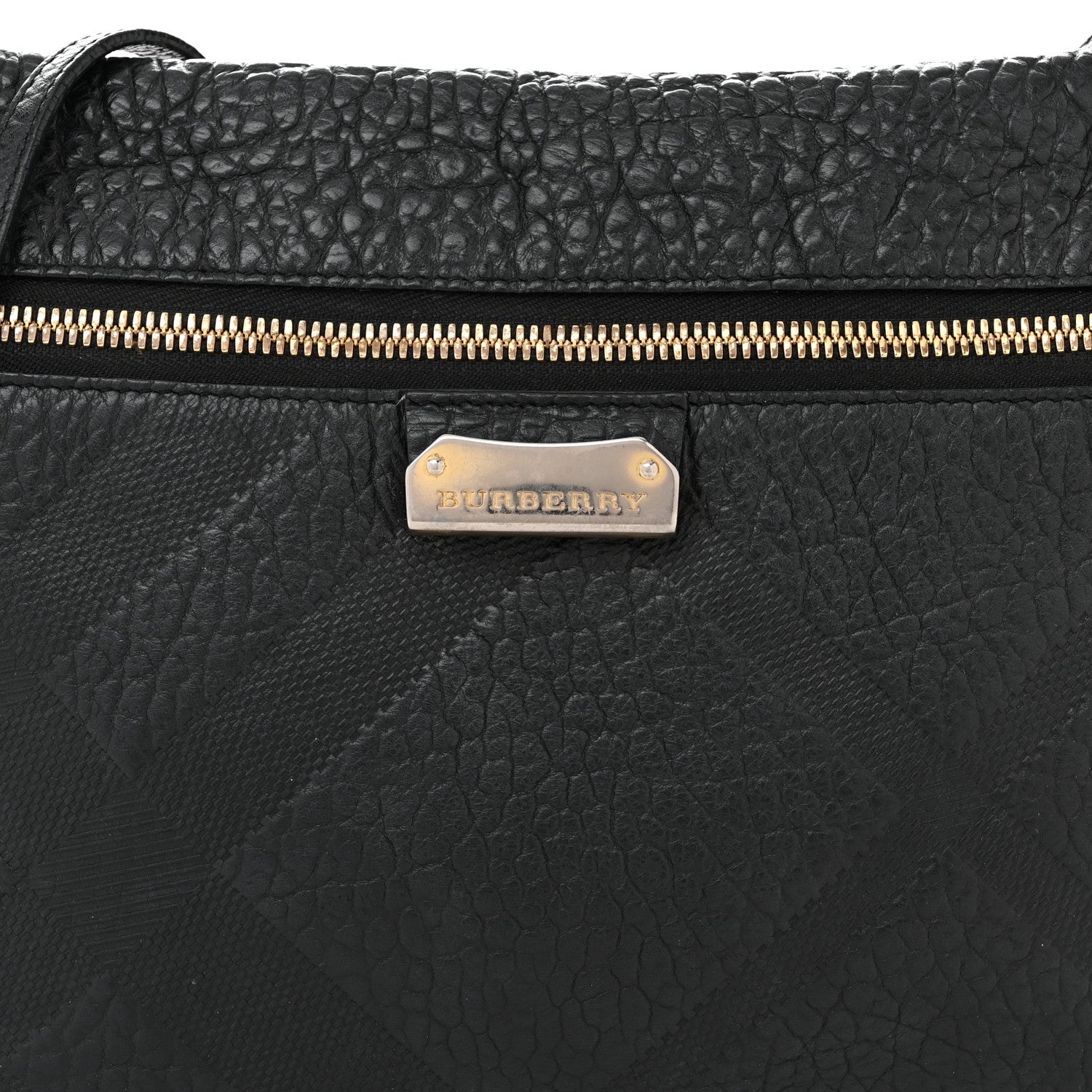 Burberry Signature Grain Calfskin Check Embossed Medium Balmoral Clutch Bag Black 7 of 16