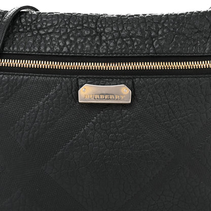 Burberry Signature Grain Calfskin Check Embossed Medium Balmoral Clutch Bag Black 7 of 16