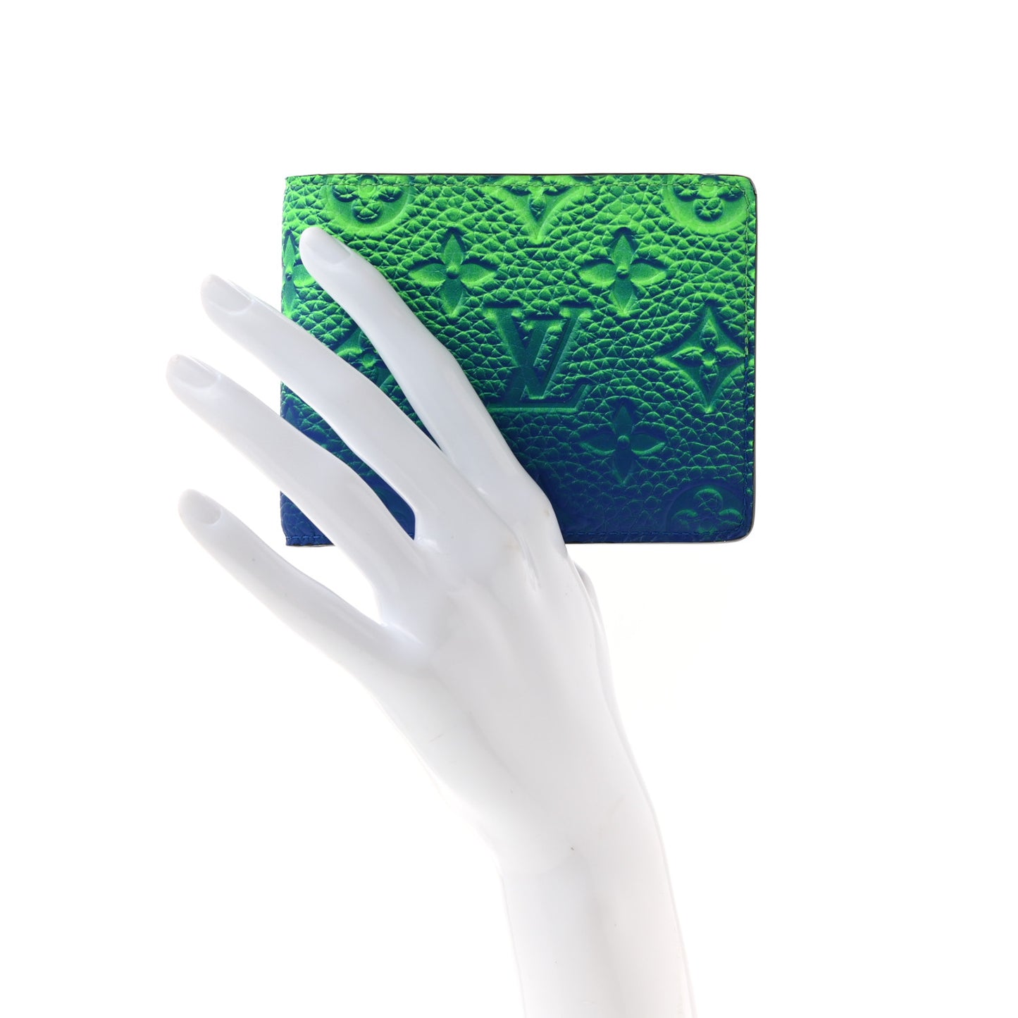 Taurillon Illusion Slender Wallet Bleu Vert