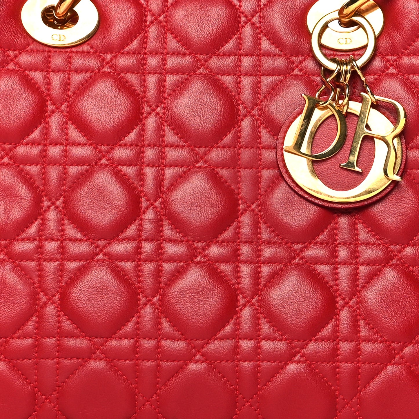 Lambskin Cannage Medium Lady Dior Red
