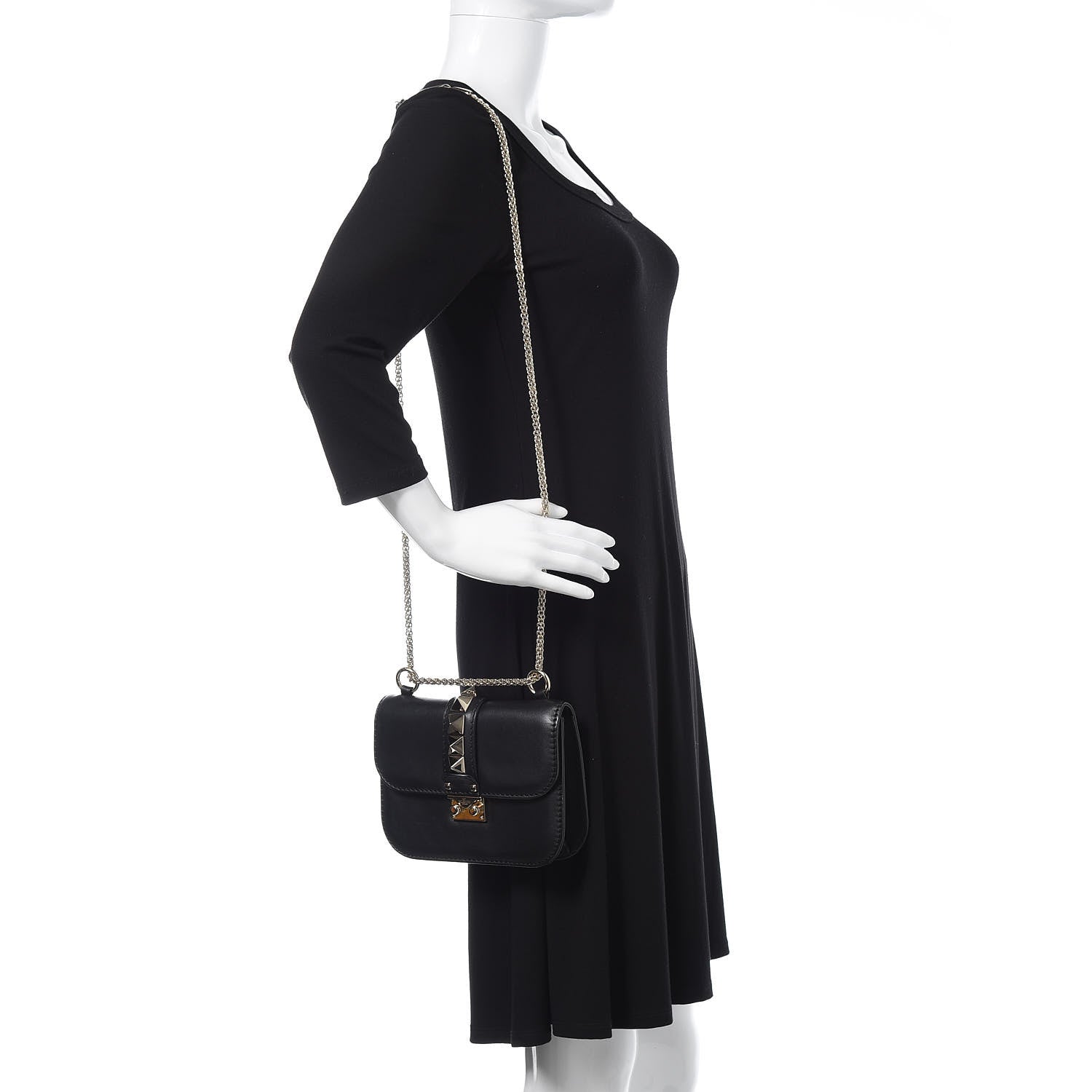 Valentino Garavani Vitello Small Glam Lock Rockstud Flap Black 2 of 13
