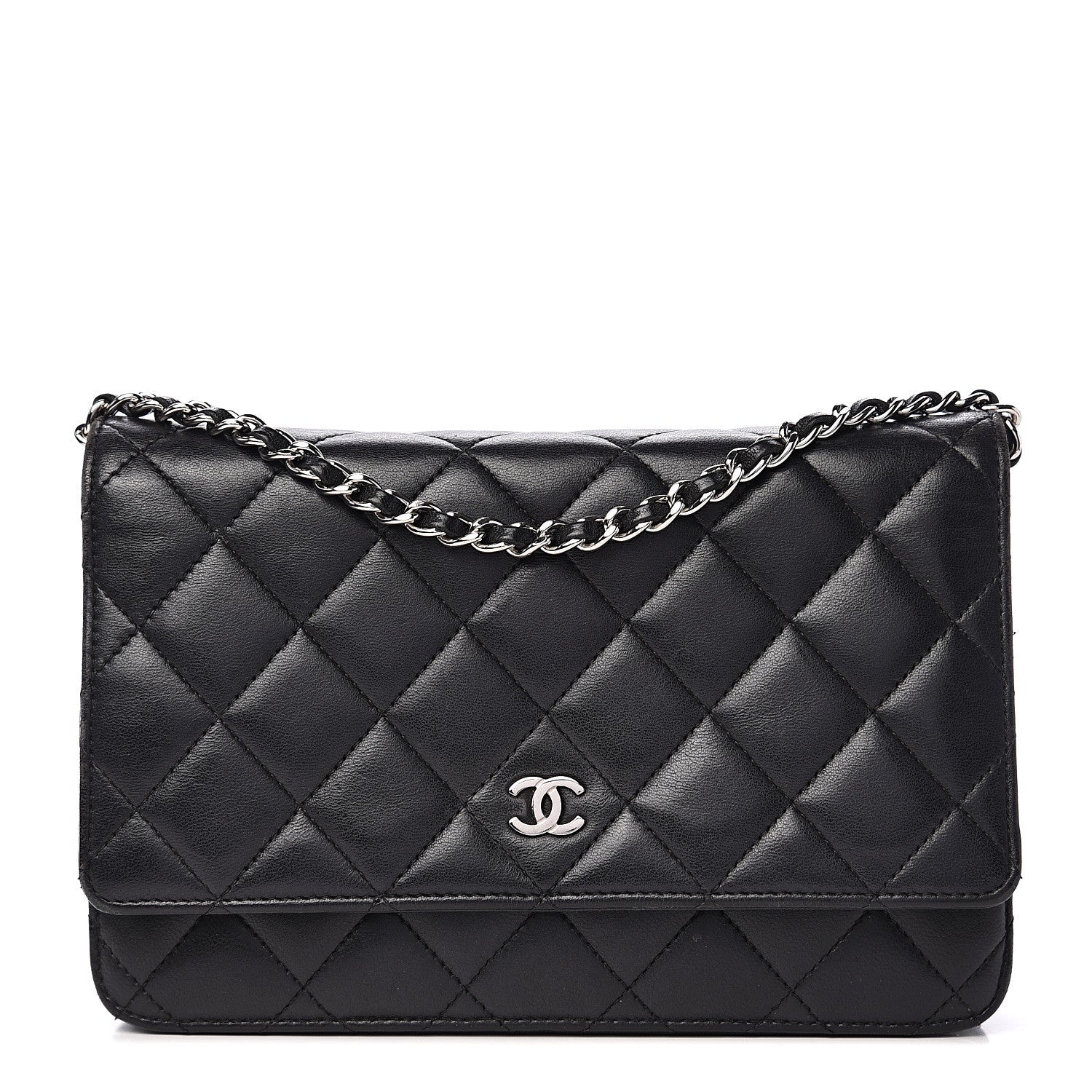 Chanel Lambskin Quilted Wallet On Chain WOC Black 1 of 17