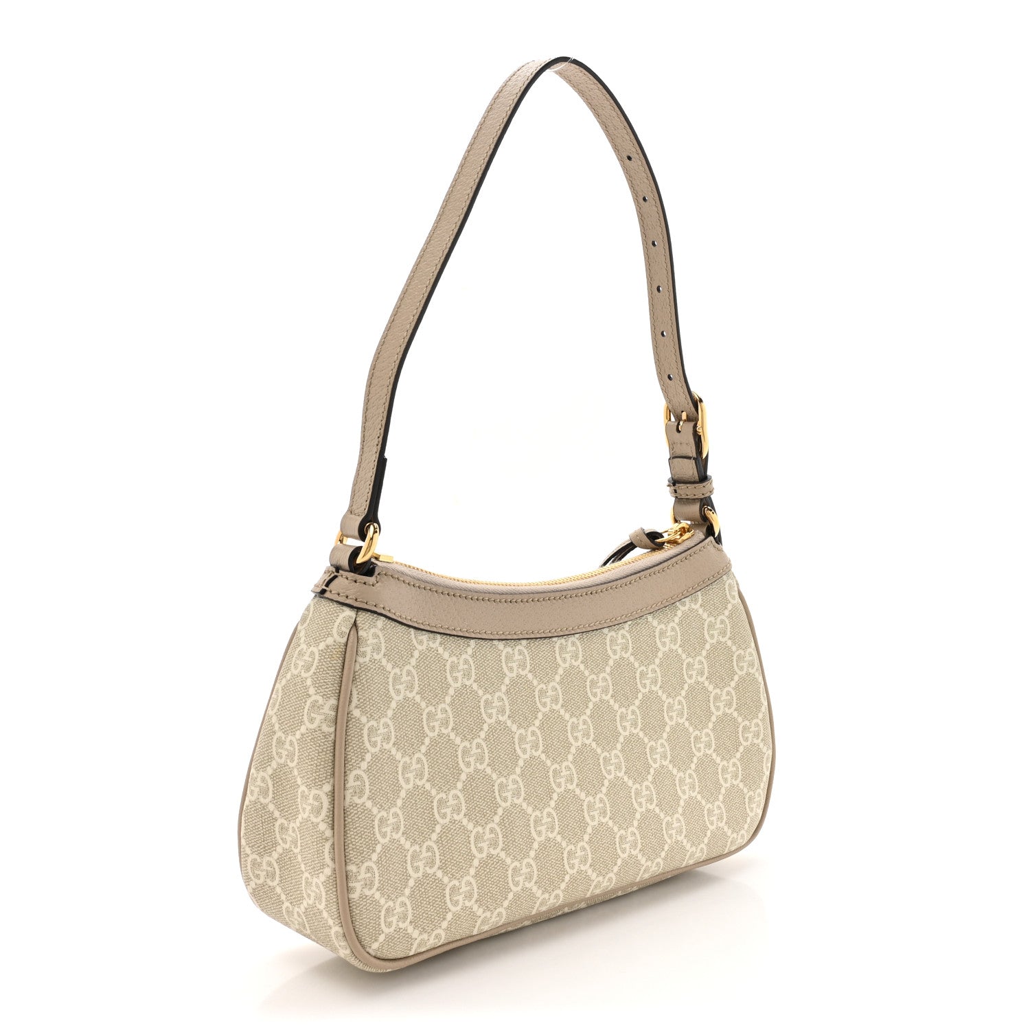 Gucci GG Supreme Monogram Textured Dollar Calfskin Small Ophidia Hobo Beige Mystic White Oatmeal 3 of 12