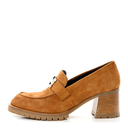 Hermes Suede Goatskin Womens Foch 60 Pumps 38.5 Naturel 1 of 10