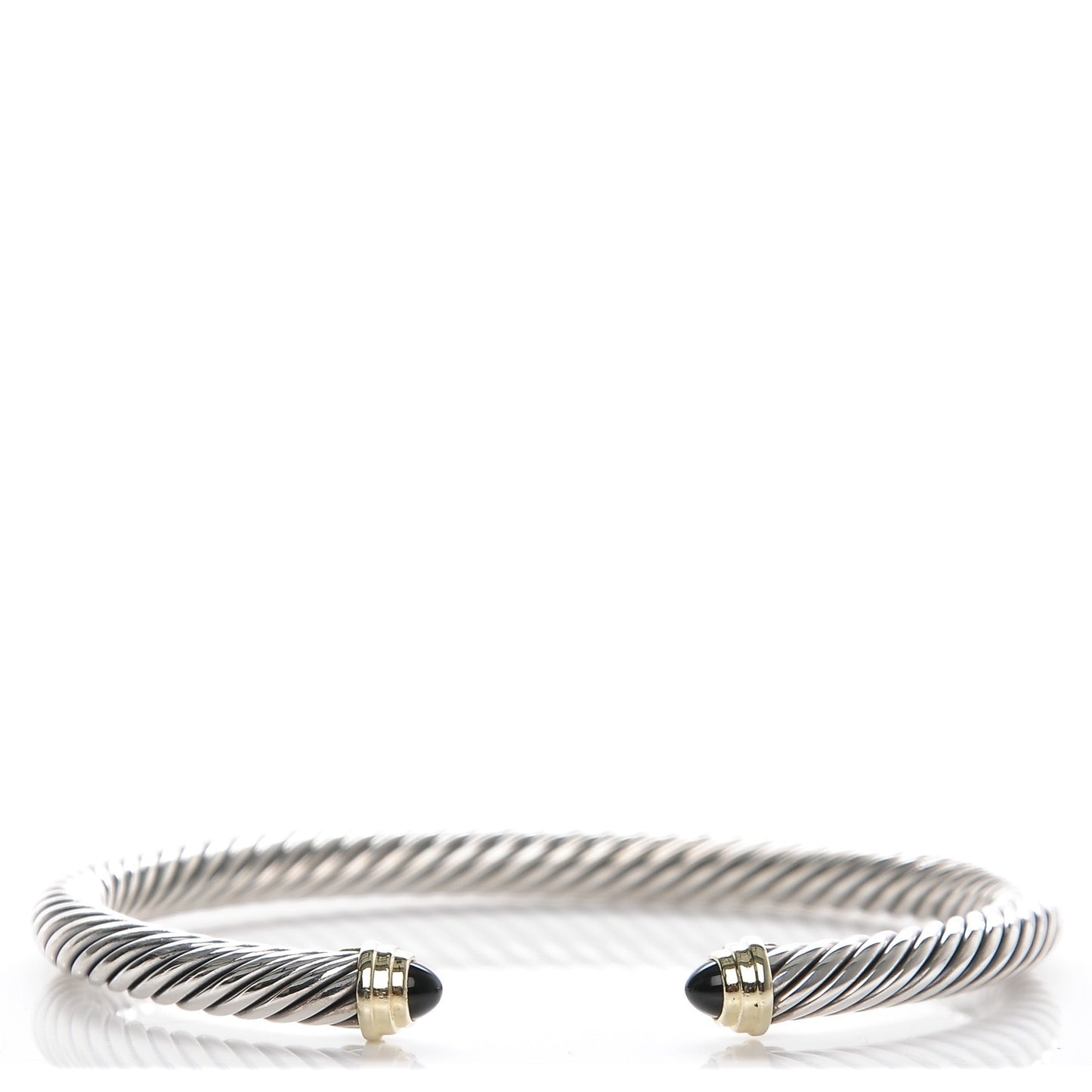 Sterling Silver 14K Yellow Gold Black Onyx 5mm Cable Classics Petite Color Bracelet