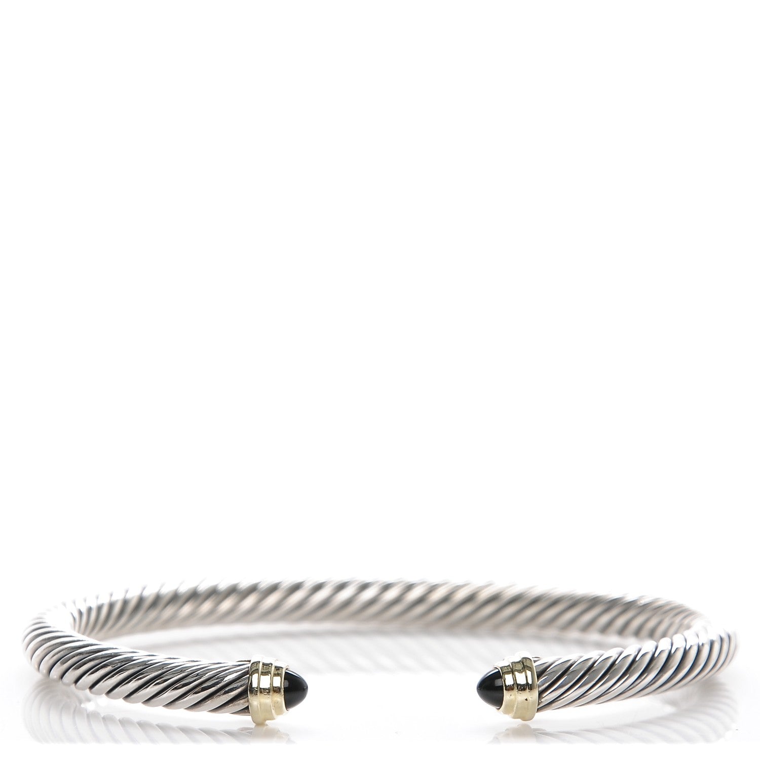 David Yurman Sterling Silver 14K Yellow Gold Black Onyx 5mm Cable Classics Petite Color Bracelet 1 of 4