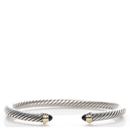 David Yurman Sterling Silver 14K Yellow Gold Black Onyx 5mm Cable Classics Petite Color Bracelet 1 of 4