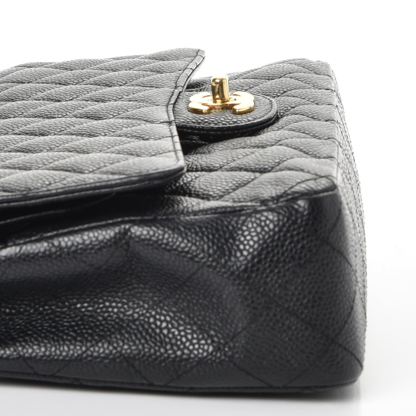Caviar Quilted Medium Double Flap Black