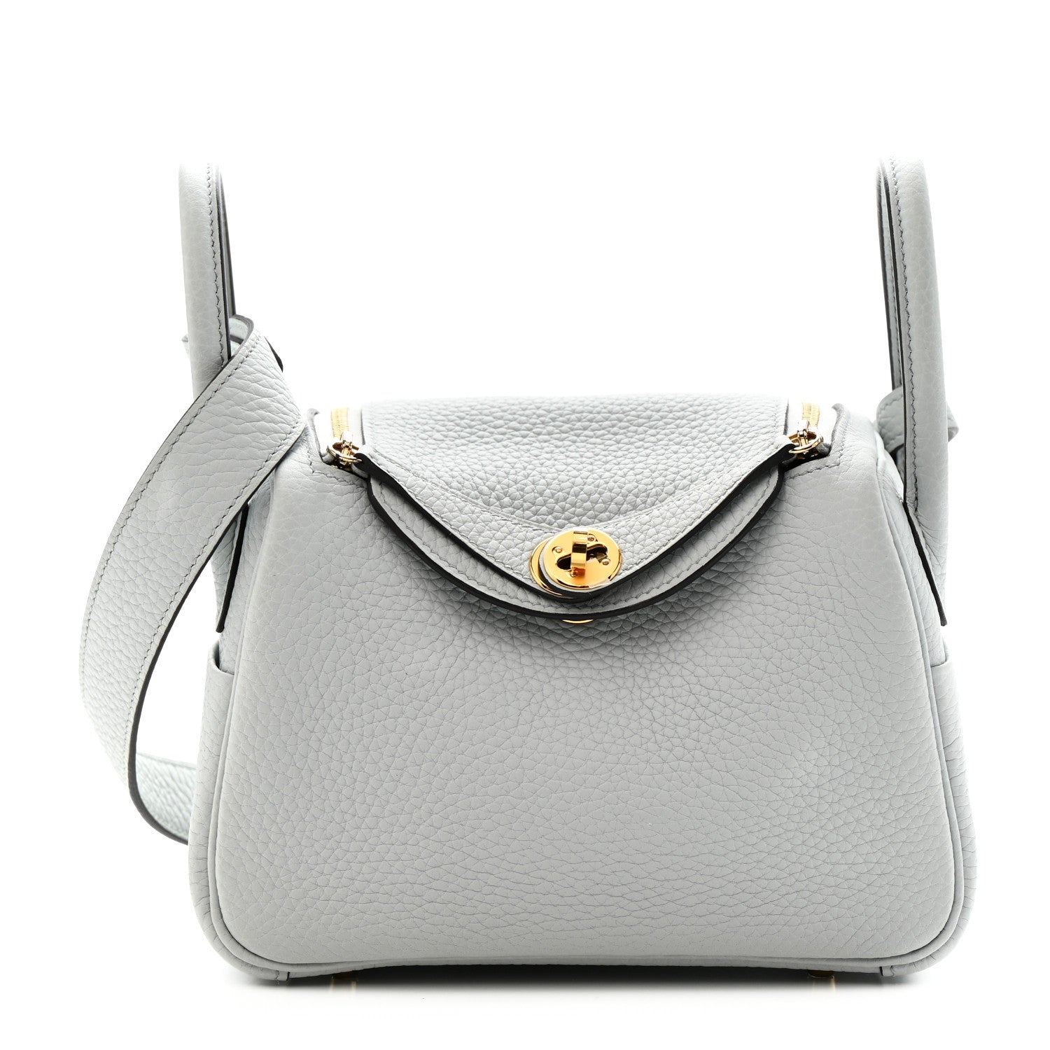 Hermes Taurillon Clemence Mini Lindy 20 Bleu Pale 1 of 10