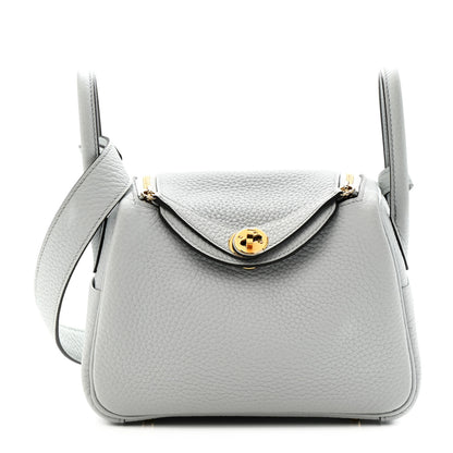 Hermes Taurillon Clemence Mini Lindy 20 Bleu Pale 1 of 10