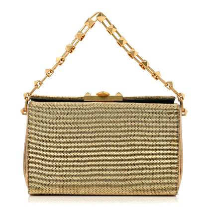 Valentino Garavani Metallic Calfskin Beaded Rockstud Evening Clutch Antique Bronze 1 of 13