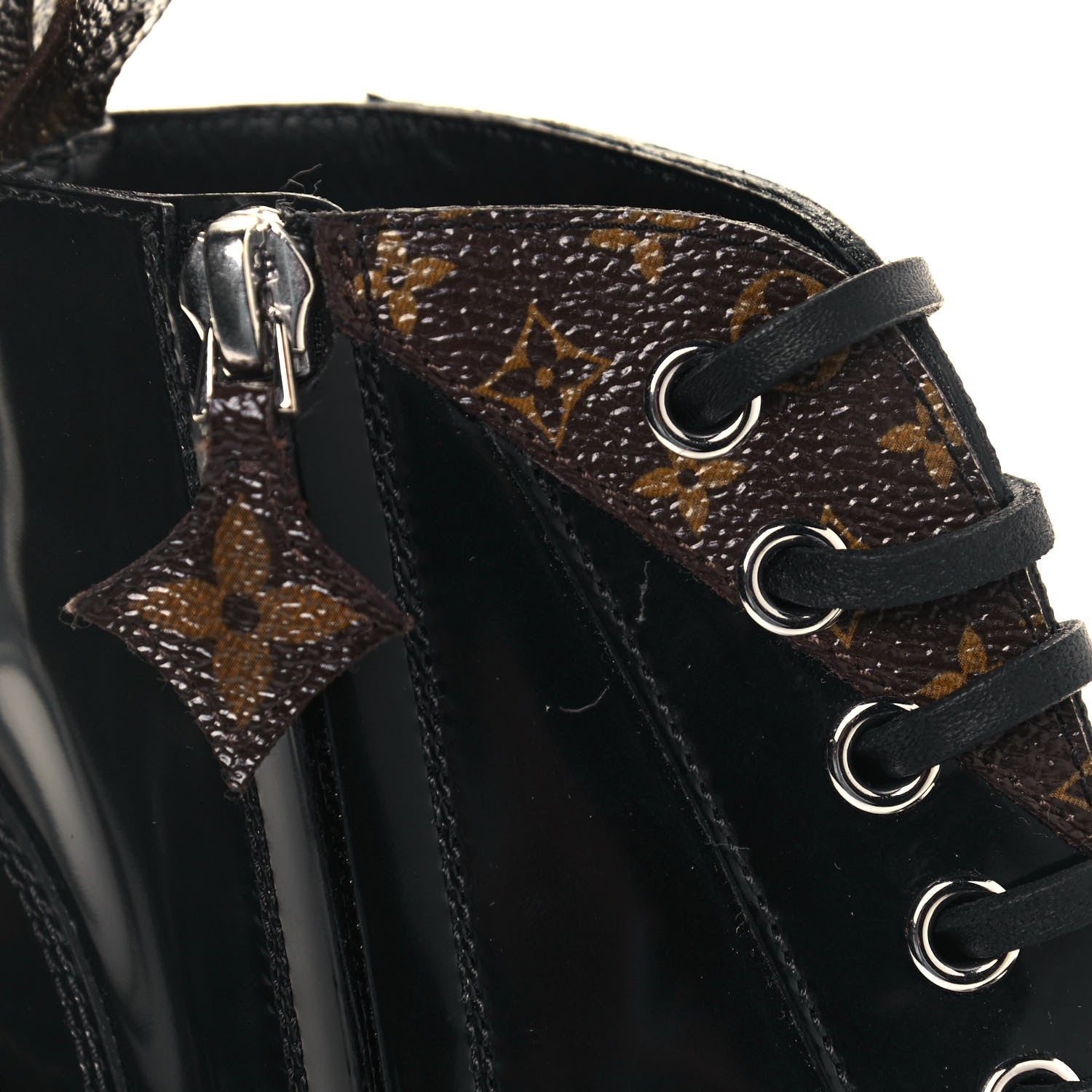 Louis Vuitton Patent Calfskin Monogram Star Trail Ankle Boots 38 Black 9 of 10