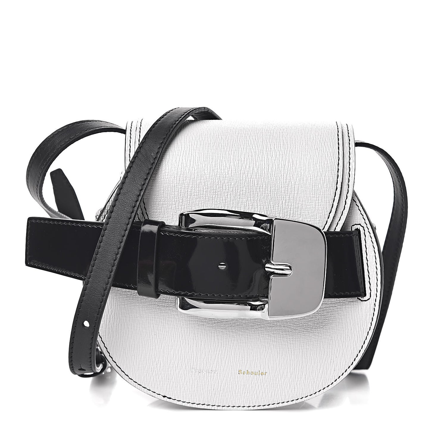 Calfskin Mini Buckle Crossbody Bag White