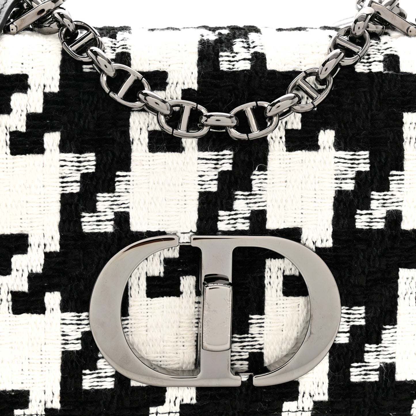 Tweed Macro Houndstooth Small Caro Bag Black White