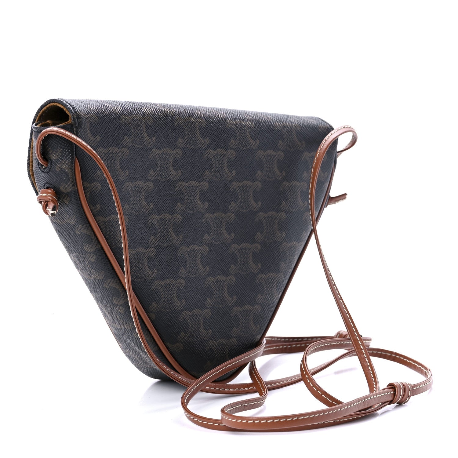 Celine Triomphe Canvas Triangle Crossbody Bag Tan 3 of 9
