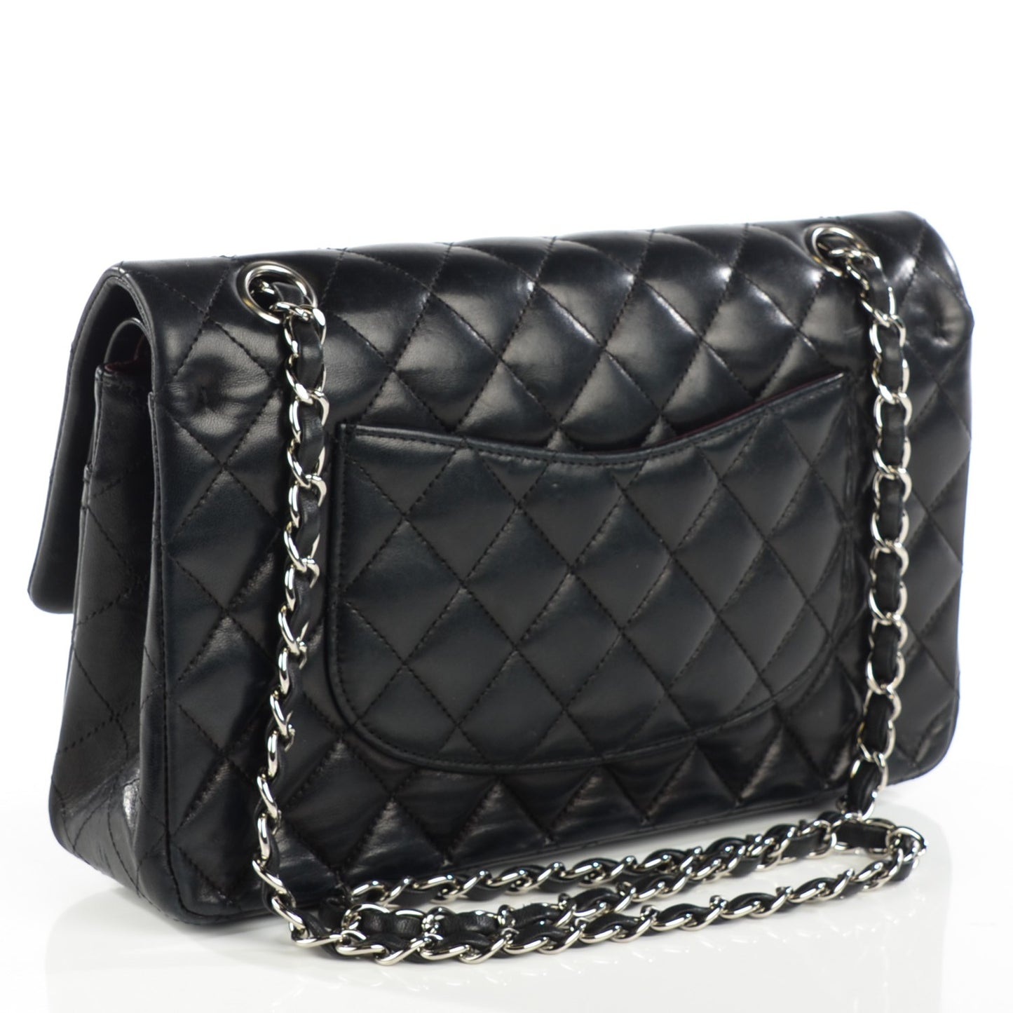 Lambskin Quilted Medium Double Flap Black