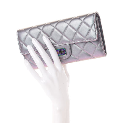 Chanel Iridescent Lambskin Quilted Reissue Large Gusset Flap Wallet Light Purple 2 of 8