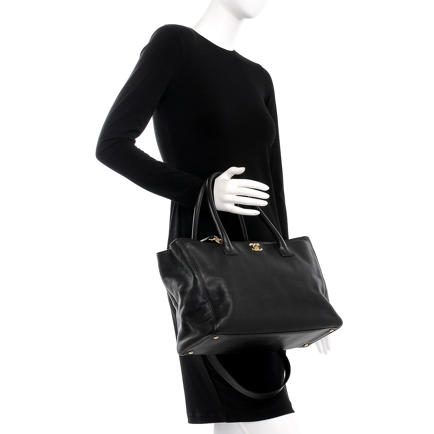 Calfskin Cerf Executive Shopper Tote Dark Brown