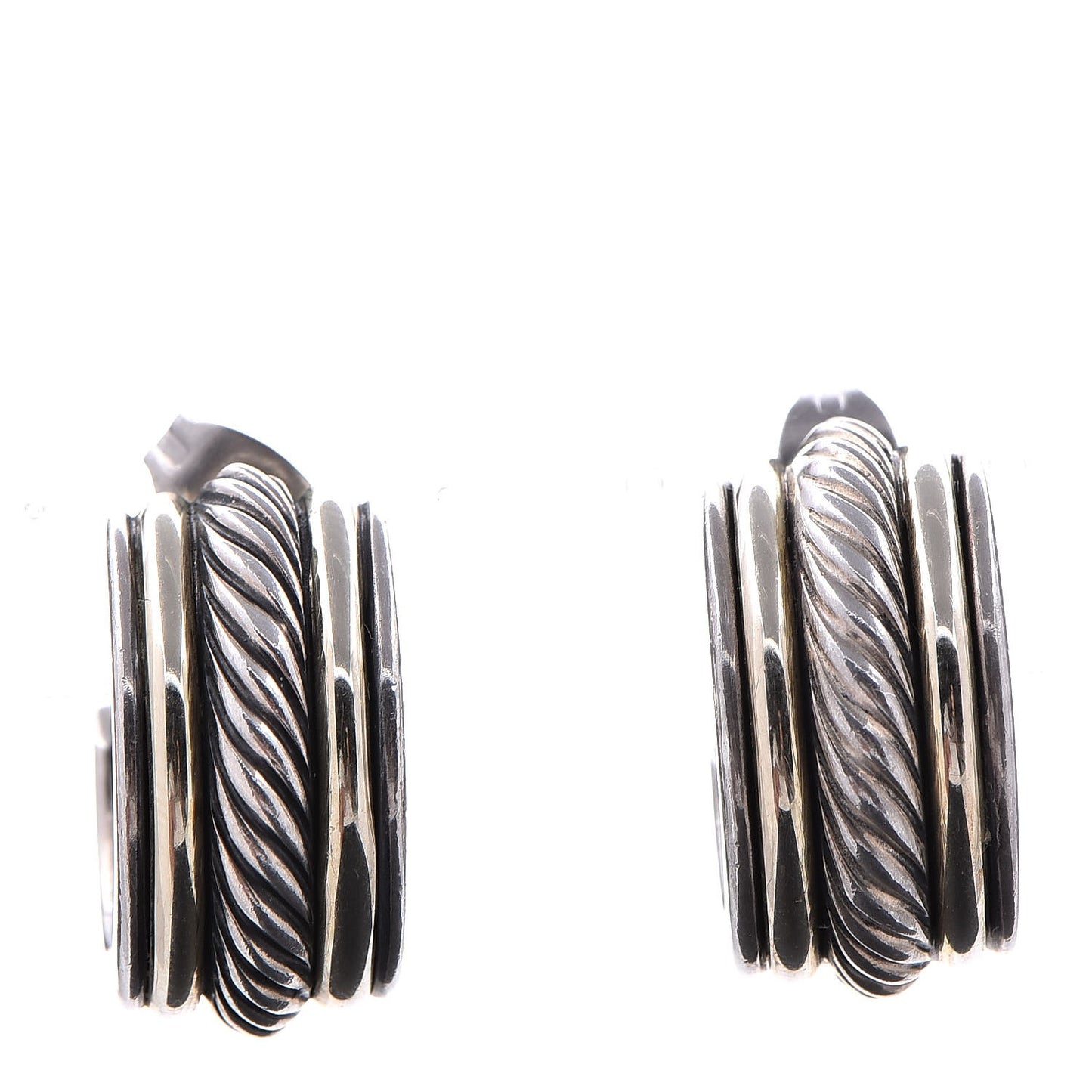 Sterling Silver 14K Yellow Gold 10mm Cable Classics Hoop Earrings