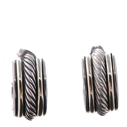 David Yurman Sterling Silver 14K Yellow Gold 10mm Cable Classics Hoop Earrings 1 of 4