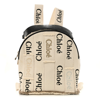 Chloe Canvas Logo Embroidered Woody Backpack Sand 1 of 10