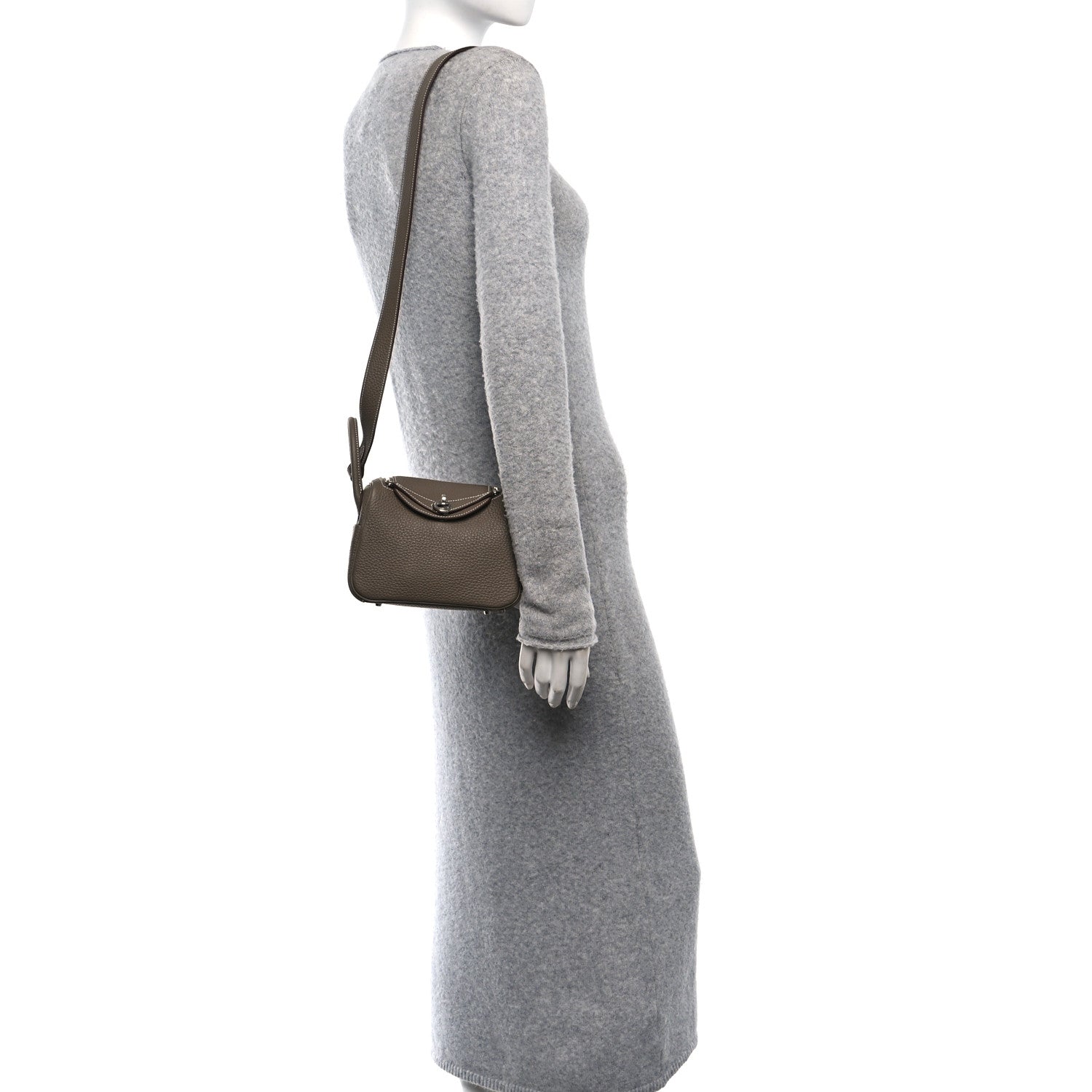 Hermes Taurillon Clemence Mini Lindy 20 Etoupe 2 of 14