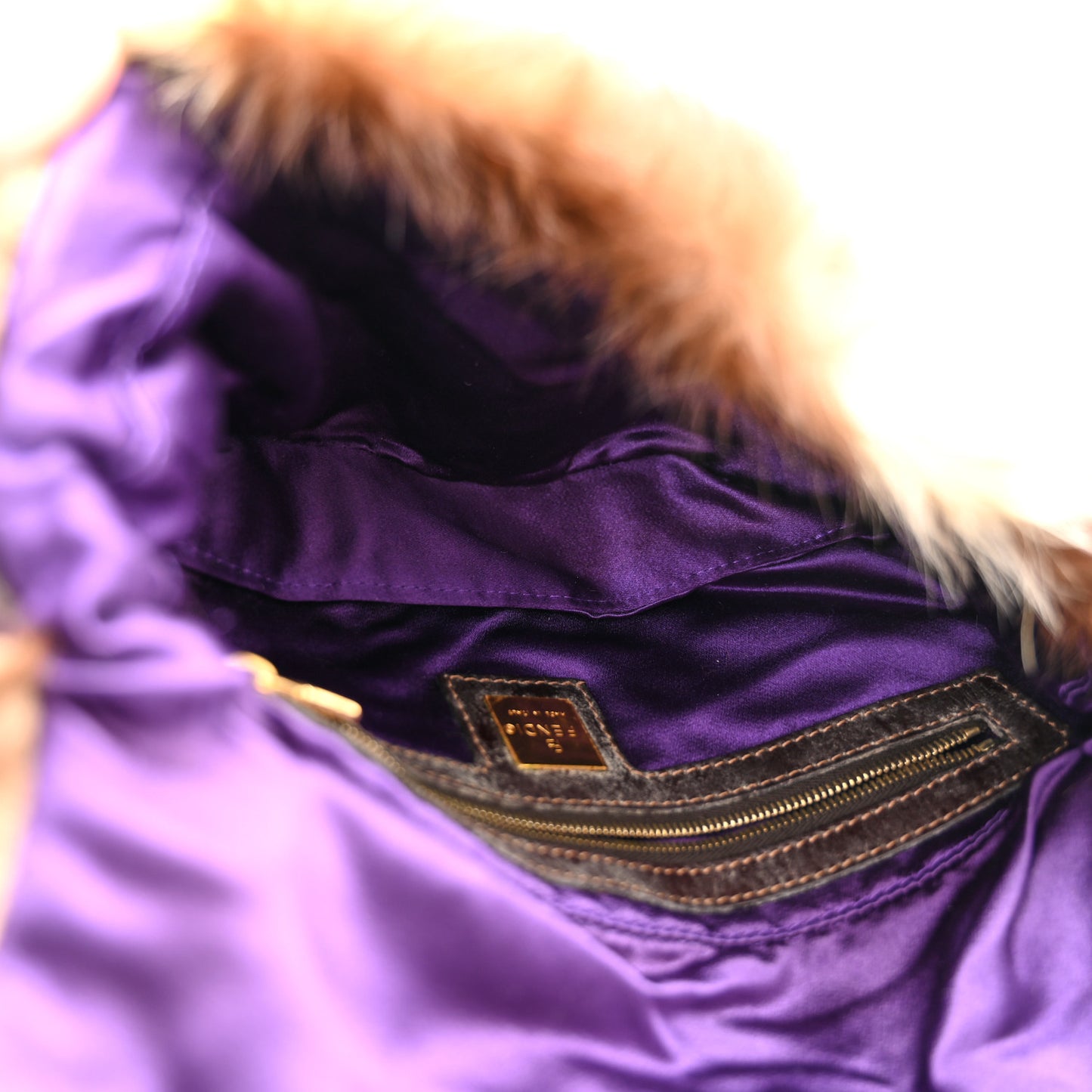Vinyl Zucchino Skunk Fur Baguette Tobacco Multicolor