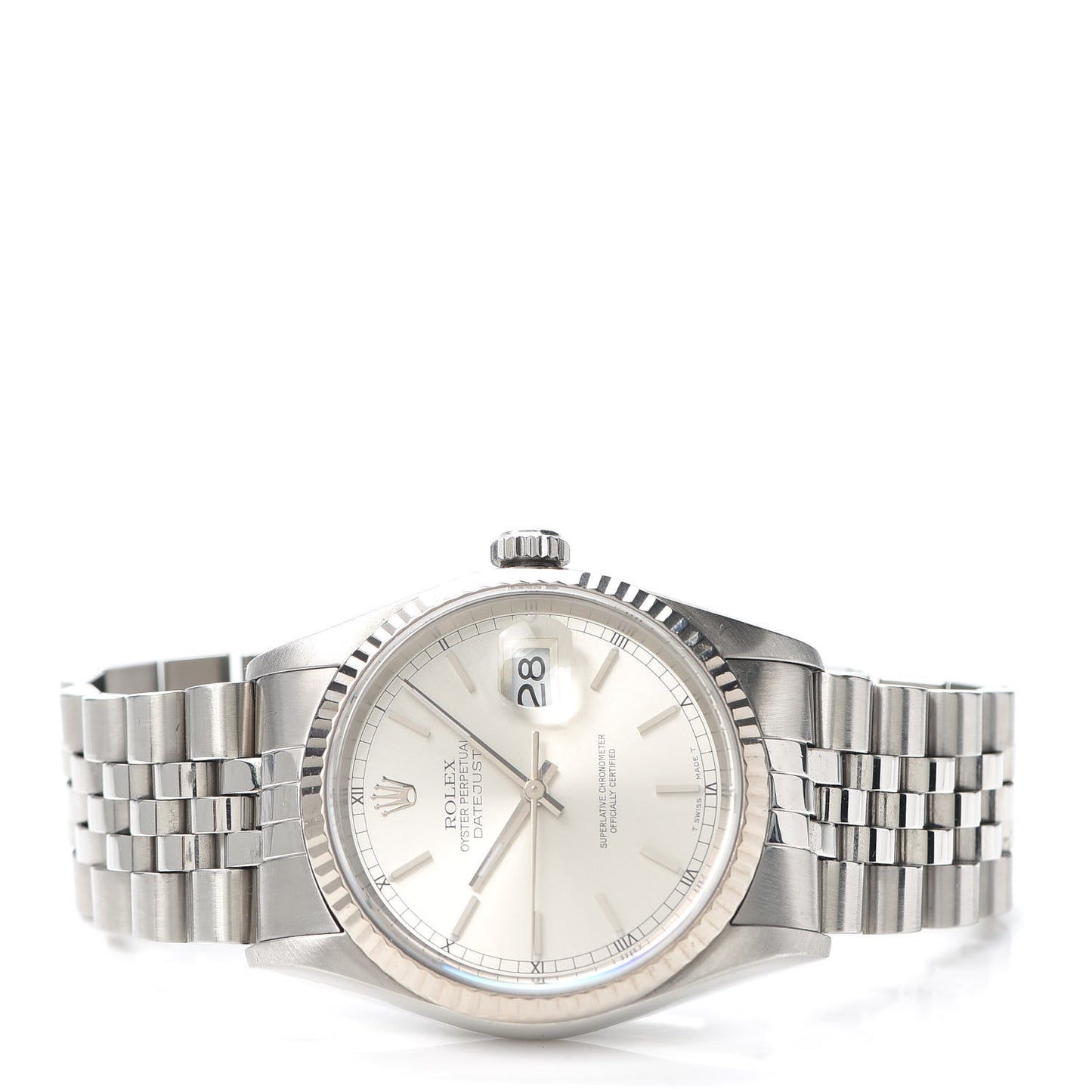Stainless Steel 18K White Gold 36mm Oyster Perpetual Datejust Watch Silver 16234