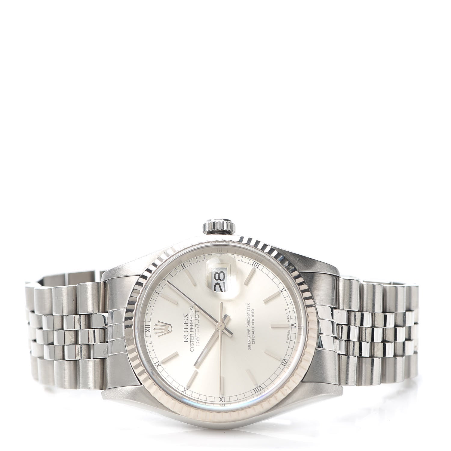 Rolex Stainless Steel 18K White Gold 36mm Oyster Perpetual Datejust Watch Silver 16234 2 of 6