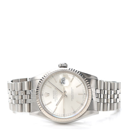 Rolex Stainless Steel 18K White Gold 36mm Oyster Perpetual Datejust Watch Silver 16234 2 of 6